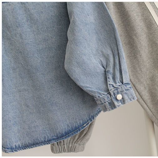 Fashion Boys Blue Denim Shirts Long Sleeved Turn Down Collar Loose Casual Shirt Spring Autumn Children Jean