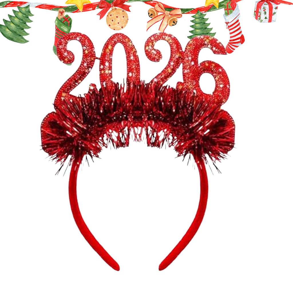 Праздничный головной убор Блестящие головные уборы с номером 2026 Новогодняя повязка для волос Костюмный головной убор для женщин Костюм Мероприятия ко дню рождения Дом