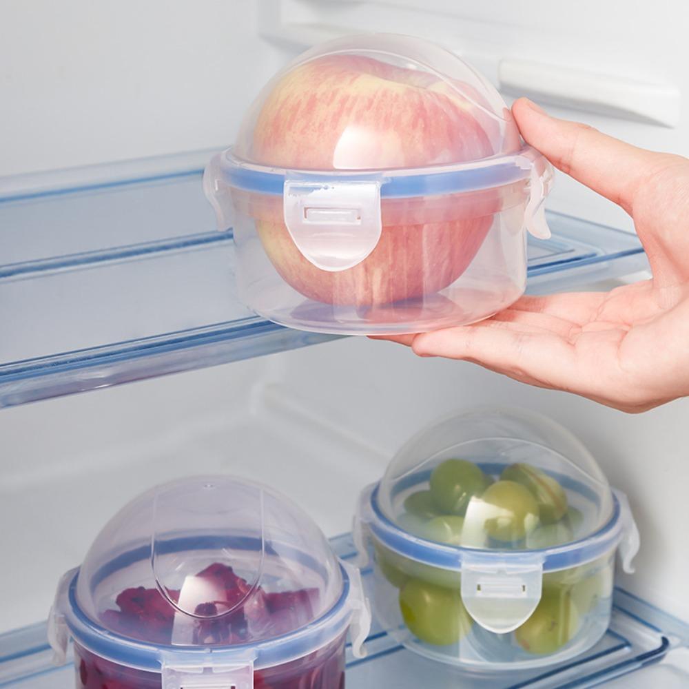 Durable Plastic Fruit Preservation Box Clear with Lid Circular Sealed Box Reusable Multipurpose Food Saver Box Refrigerator