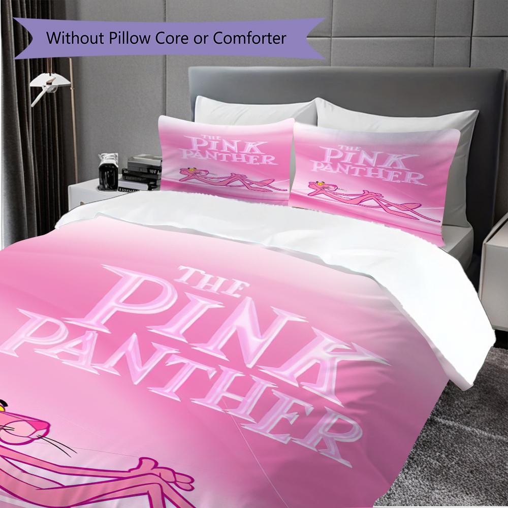 Pink Panther Door Bedding 1 Duvet Cover 2 Pillowcase Without Core Without Core Christmas Birthday Gift Soft And Comfortable Bedding Set