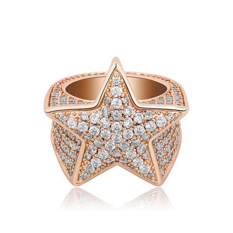 Кольца в стиле хип-хоп с пятью звездами, стразами, цирконами, пентаграммами