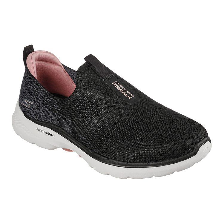 Skechers Go Walk 6 износостойкие дышащие низкие женские кроссовки для ходьбы Черные 124502-BKPK