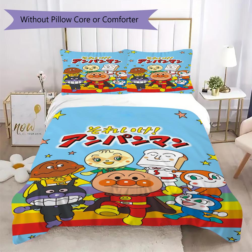 Bread-man style cartoon Pattern Bedding,Quilt Set Quilt Cover Pillowcase Home Birthday Gift (1*duvet cover+2*pillowcase,without core)ZSJT0917321