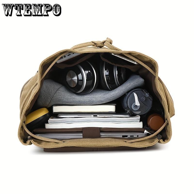 1pc Retro Canvas Backpack, Sturdy and Durable Computer Backpack, Worker Commuter Storage Bag for Office Business Trip