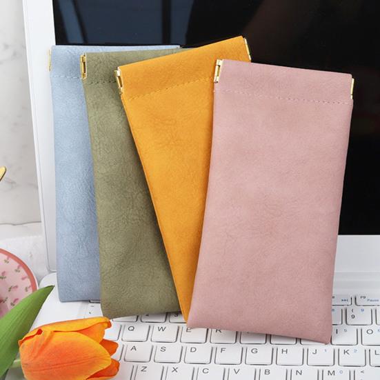 Sunglasses Pouch Soft Home Supply Solid Colour Elastic Opening Auto Closure Sunglasses Pouch Practical Protective Lightweight