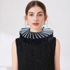 Fake Collar Solid Color Embroidery Lace Flower Medieval Gowns Costumes Pleated Lace-up Neckpiece Halloween Cosplay Props
