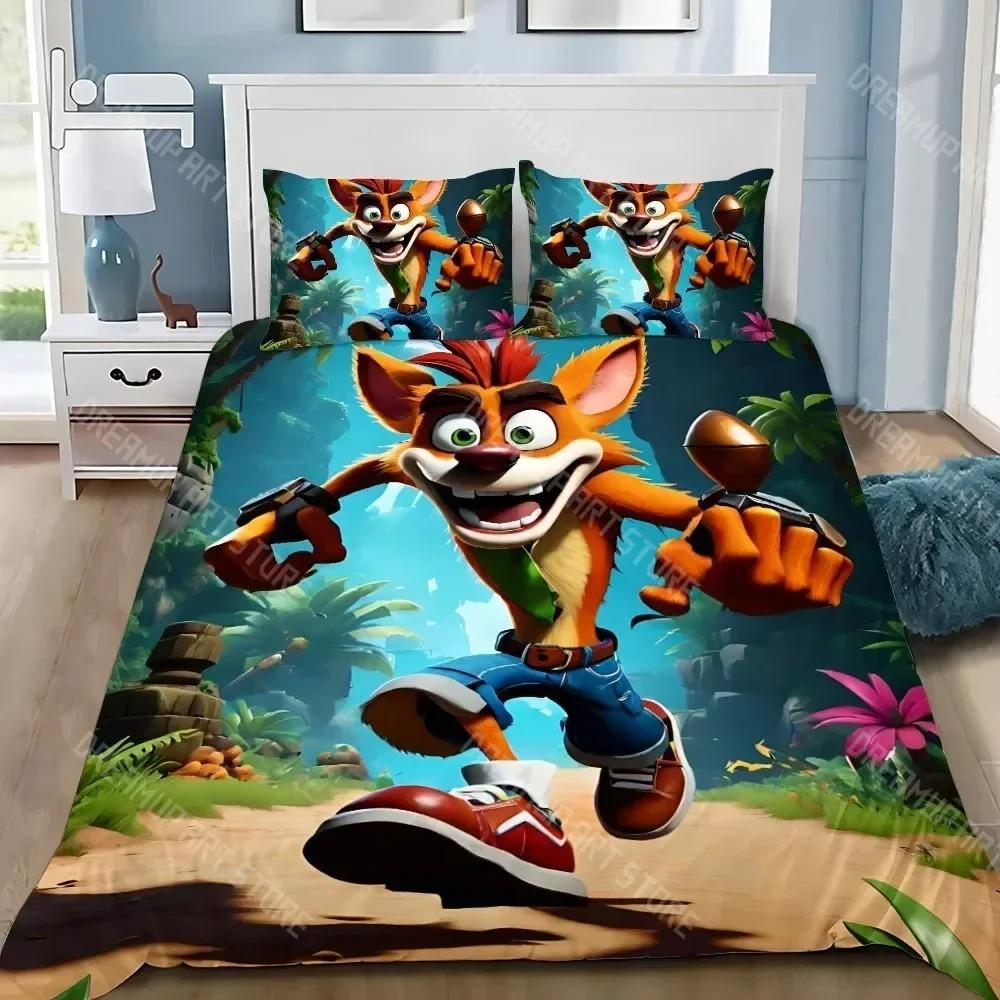 Crash Bandicoot Game 3D Print Duvet Cover Set King Queen Double Full Twin Single Size Bed Linen Set Children Gift