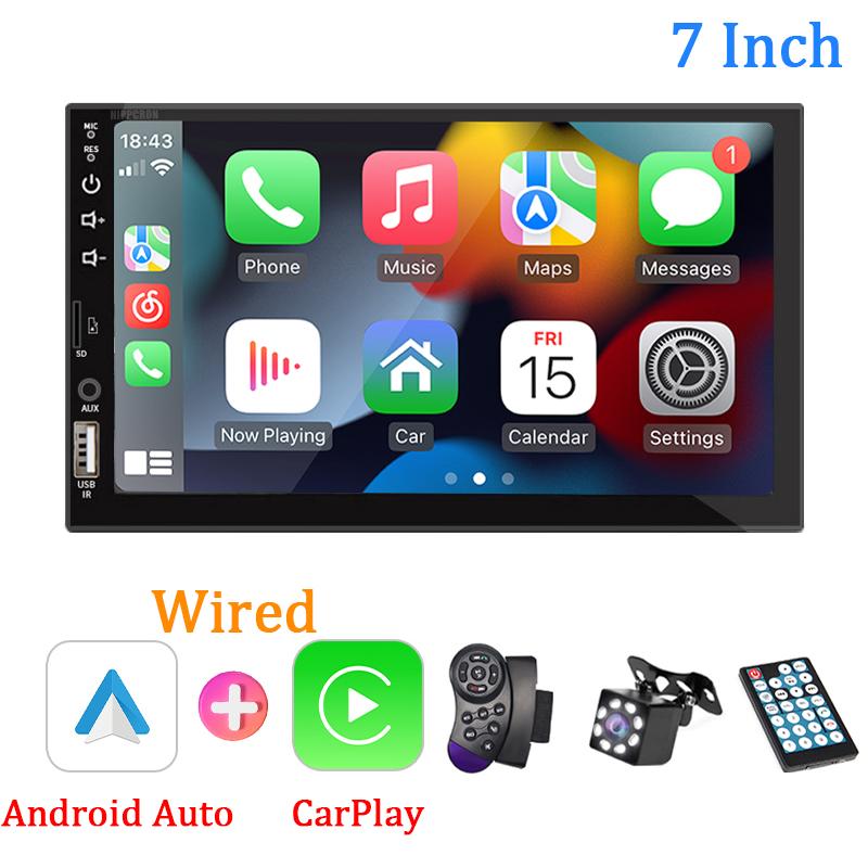 7-дюймовый автомобильный радиоприемник, 1 Din, Carplay, Android, авто-мультимедийный плеер, HD-сенсорный экран, FM-AUX-вход, Bluetooth MirrorLink, универсальное авторадио
