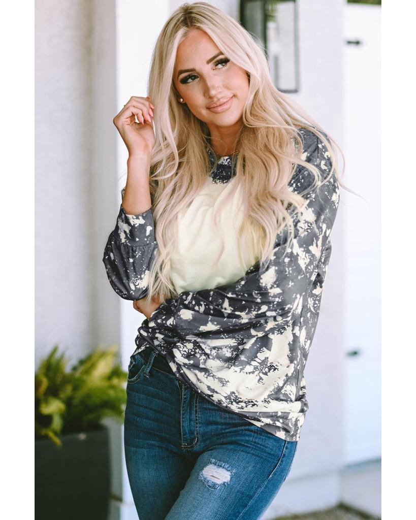 Azura Exchange Винтажный выбеленный топ с длинными рукавами в технике тай-дай