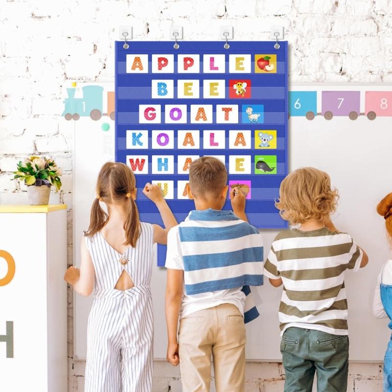 Подвесной карманный органайзер с несколькими прозрачными держателями для документов, обучающая развивающая игрушка, инструмент для обучения специальному образованию