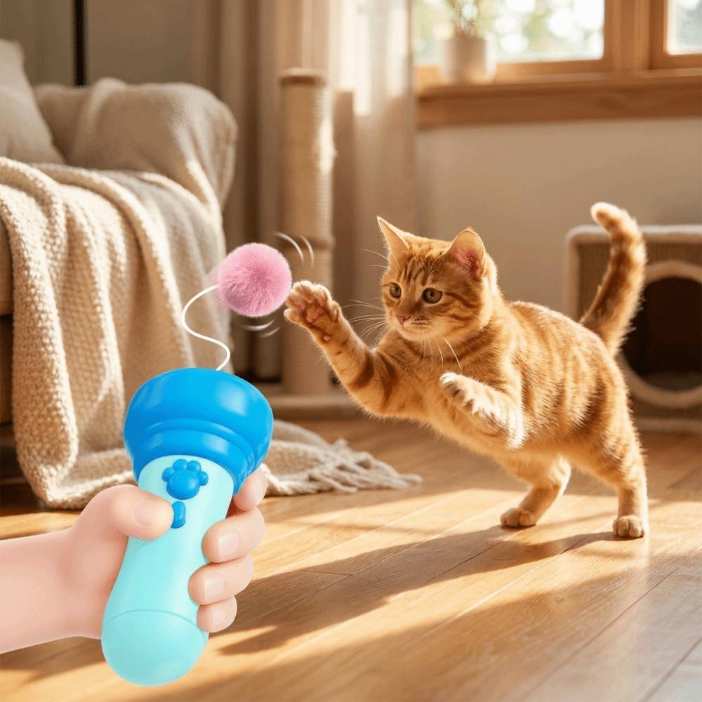 Flashlight Shape Cat Teaser Wand Retractable Rope Electric Cat Teaser Cat Catching Device Exercise