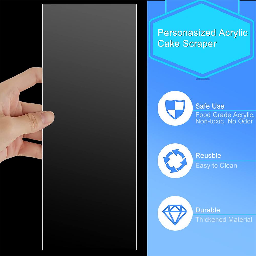 Transparent Cream Scraper Cake Making Frosting Scraper Rectangular Acrylic and Plastic Cake Baking Tool Cake Decorating Tools