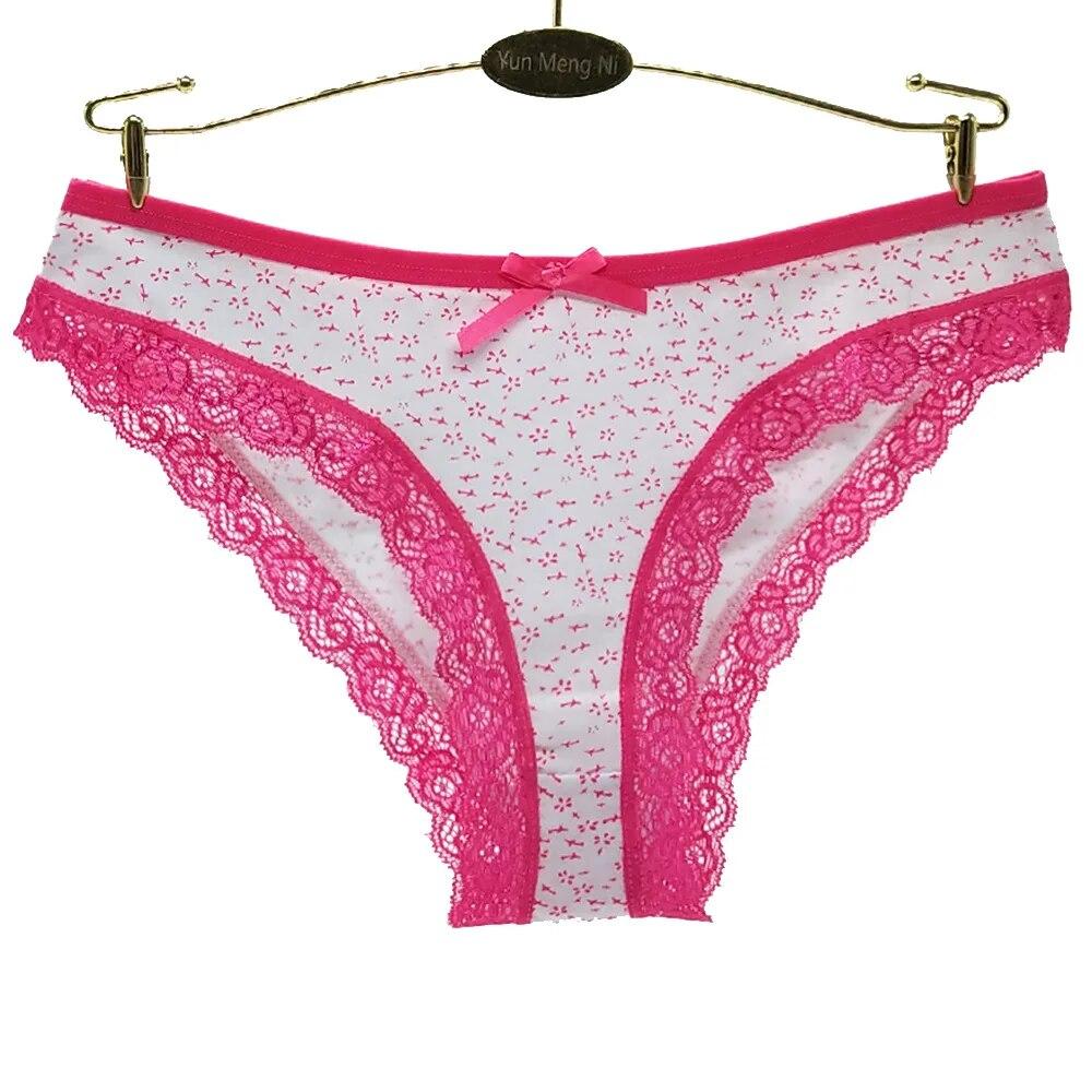 Женское нижнее белье, сексуальные кружевные трусики с цветочным принтом, женские трусики, трусы с низкой талией, хлопковое нижнее белье, 6 шт./компл.