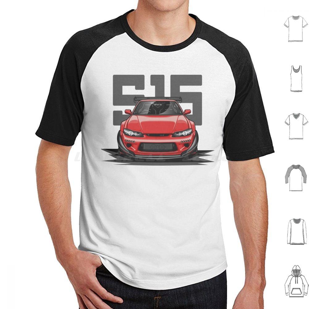 Silvia S15 Front Candy Red T Shirt 6xl Cotton Cool Tee Car Automotive Racing Vehicle Race Cool Sports Supercar Fitment Man