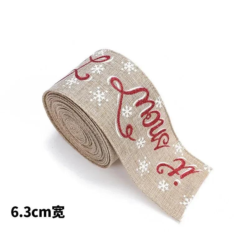 5m Christmas DIY Fabric Ribbon Burlap Ribbon With Wired Edge Gift Wrapping Christmas Tree Decor Ribbon DIY Wreath Bows Crafts