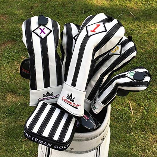 CRAFTSMAN Чехол для головки клюшки для гольфа Fairway Wood, для клюшки Fairway Wood, Продается отдельно, Чехол с вертикальными черно-белыми полосами, Легко надевается и снимается, Синтетический,