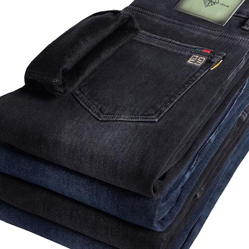 Мужские теплые джинсы Jeanswest прямого кроя с подкладкой из флиса, имитирующие деним