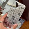 Black - White Dots and Bows Case for iphone 12 18 Pro Max 17 Pro Air 11 15 XR XS Max 16 Plus 14 13 Silver Crushed Foil Cover