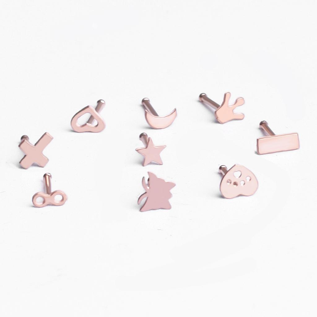 Набор Strust из нержавеющей стали, носовой гвоздь, не выцветающее крестообразное носовое кольцо, 9 шт./лот