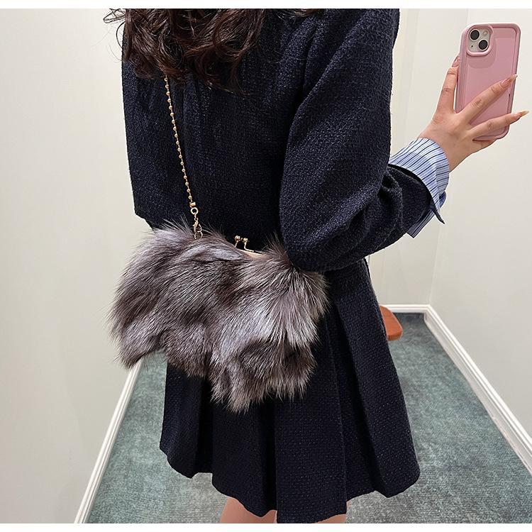 Осенью и зимой новая сумка для волос женская заколка для волос из лисы женская сумка текстура плечо через плечо облако сумка модная внешняя торговля женская сумка