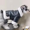 Comfortable Pet Autumn Warm Jacket Warm Dog PU Cotton Jacket Puppy Cool PU Coat  for Cats