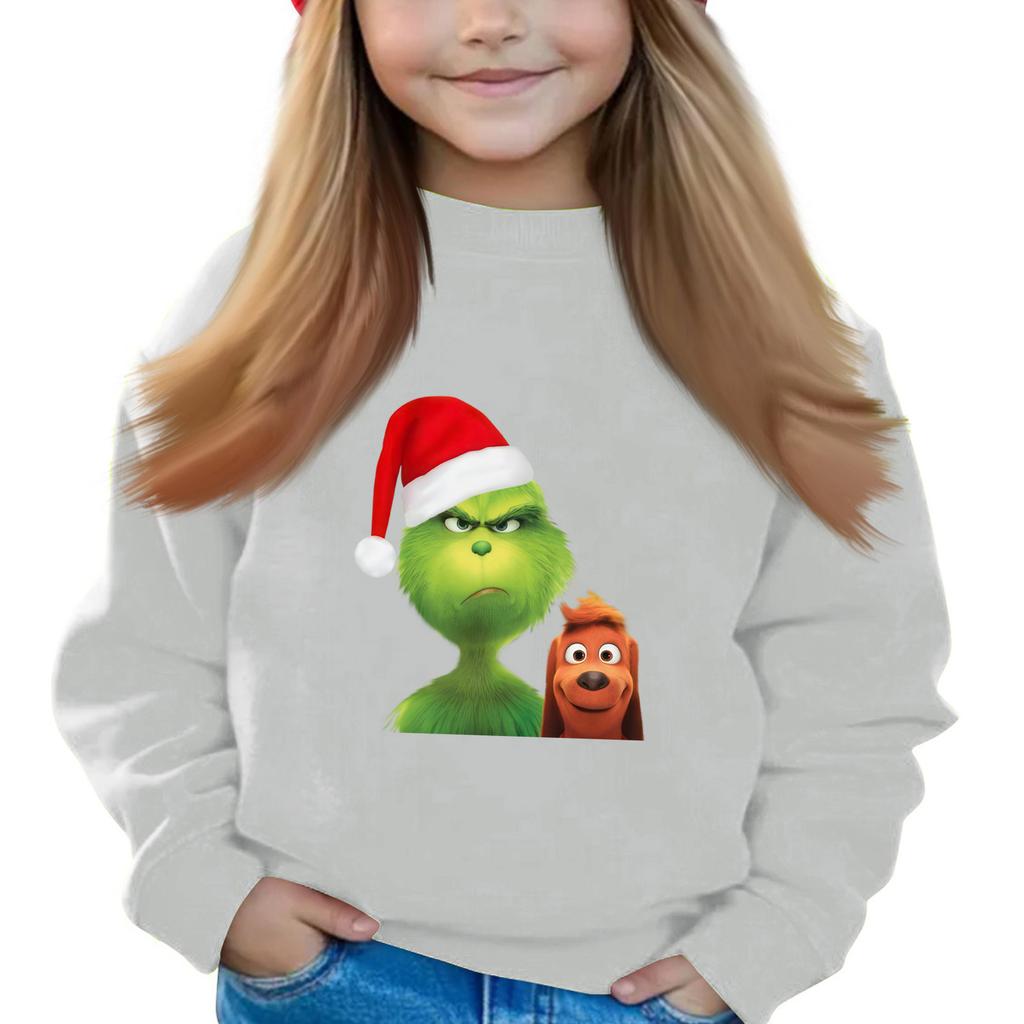 Рождественские пуловеры с круглым вырезом для девочек, детские топы с принтом