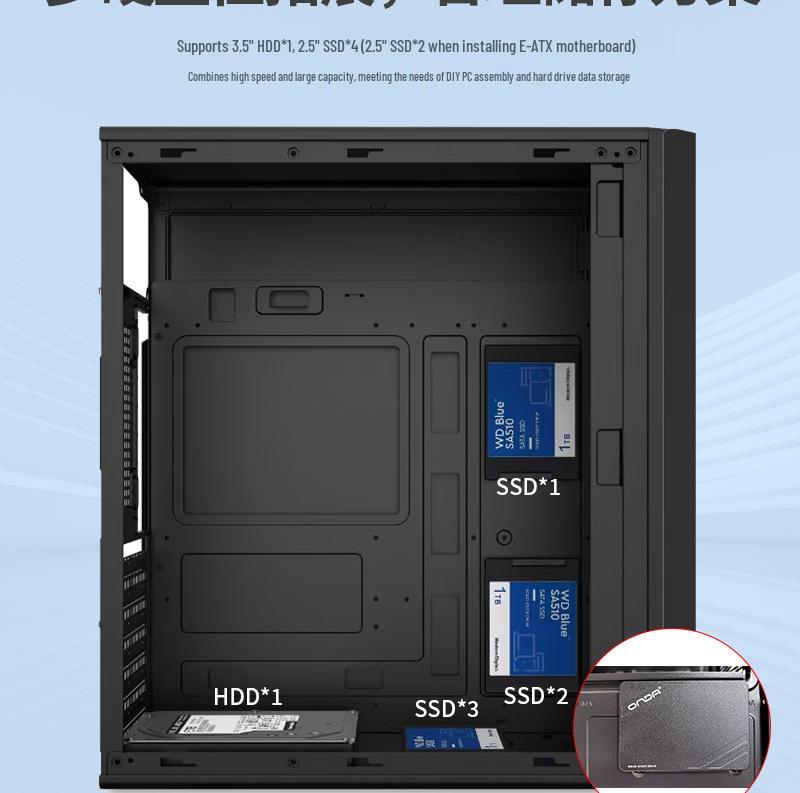 Игровой корпус для настольного ПК E-ATX с поддержкой 360-мм водяного охлаждения и совместимостью с материнскими платами большого размера