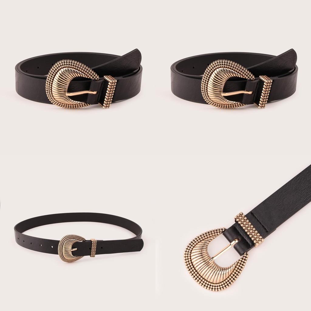 Fashion Womens Gold Shell Buckle Belt With Alloy Pin Closure For Casual Wear