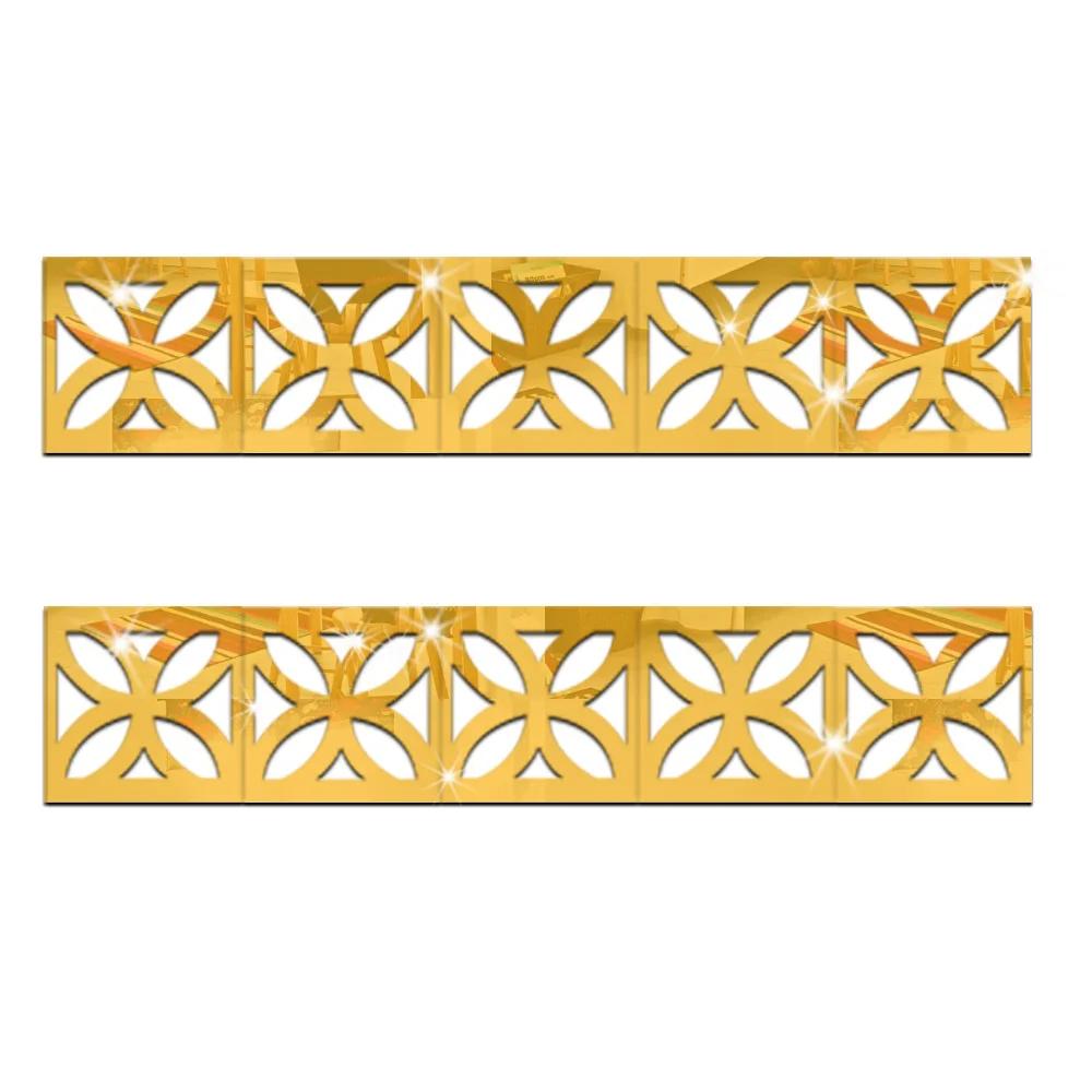10pcs 3D Acrylic Self Adhesive Wall Decor Sticker Mirror for Bedroom Edge Strip Corner Line Building Border Home Office Decor