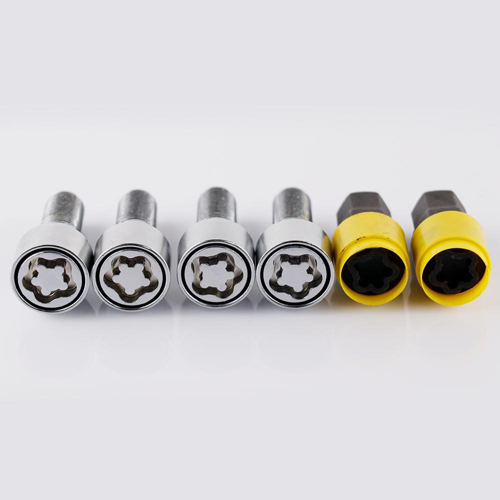4+2 M14X1.25 Anti-theft Security Steel Wheel Lock Locking Bolts 28mm Shank Fit BMW X3 X5 X6 5 7 Series Mini R50 R52 R53