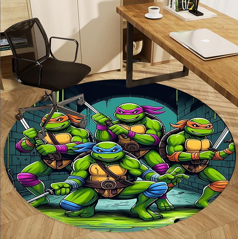 Teenage Mutant Ninja Turtles Pattern Round Rug, Indoor/Outdoor Mat, for Picnic, Gameroom, Bedroom, Office, Living Room, Home Decor Carpet, Birthday Gi