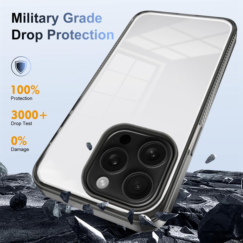 KEYSION Transparent Case for iPhone 16 Pro Max 15Plus TPU+PC Anti-slip HD Clear Shockproof Phone Cover for iPhone 15 Pro 16 Plus