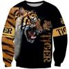 Sweatshirts Autumn Winter Tiger Animal Series Round Neck Hoodie Casual Men's Pullover Top 3D Printed Men's Hoodie