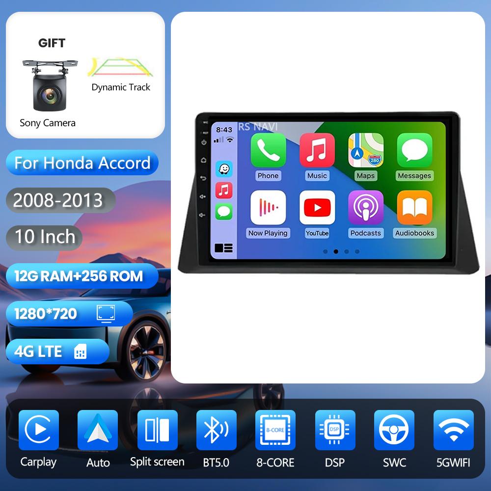 Мультимедийная автомагнитола Android 16 Carplay Auto с 2K-экраном для Honda Accord 8 2008 - 2013, WIFI, стерео, центральный блок Qualcomm