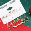 6 Pairs Ladies Christmas Series Earrings With Santa Claus Zircon Pattern Fashionable And Cute Cartoon Alloy Earrings Accessories