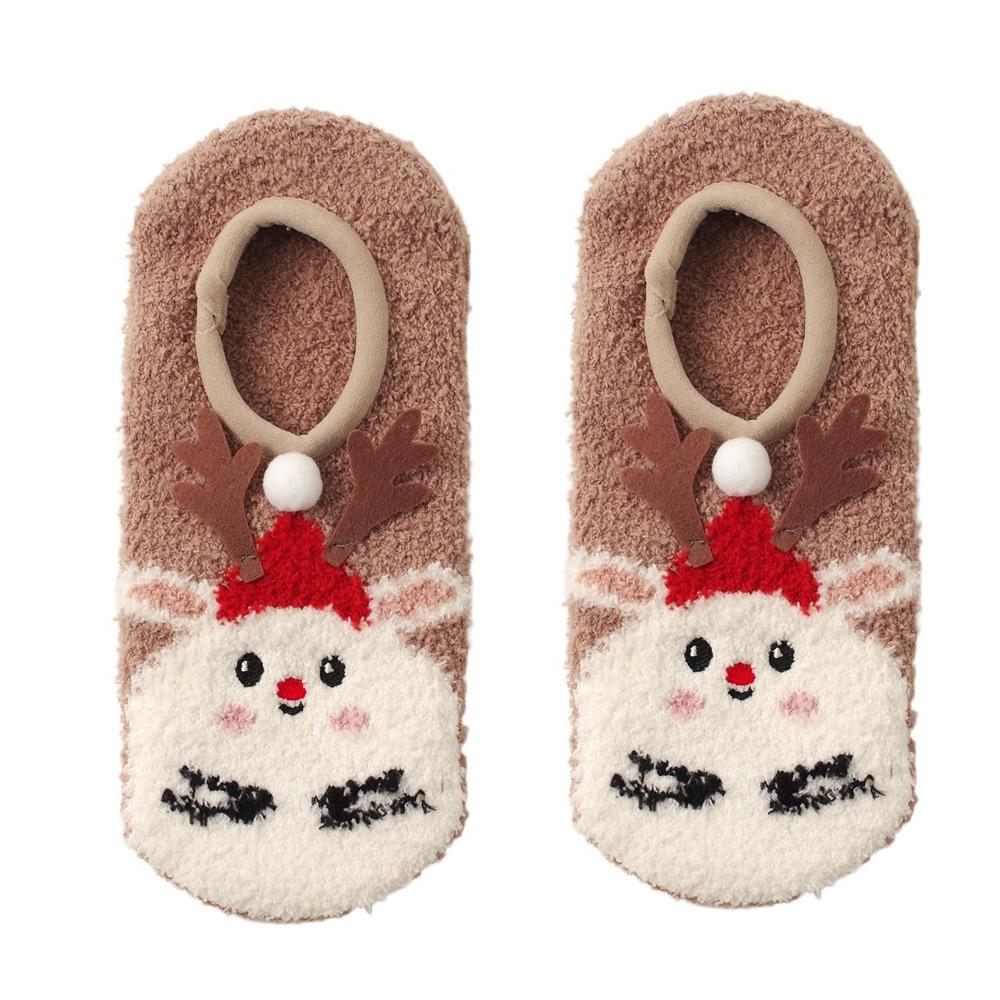 Мультяшные противоскользящие носки для пола коала рождественские домашние носки кавайные коралловые флисовые носки-лодочки для детей