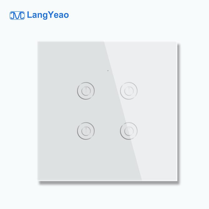 LangYeao for Tuya Smart Life Eu/UK Standard Wifi Wireless Smart Switch Touch Glass Panel 1/2/3/4 Gang Wall Smart Switch