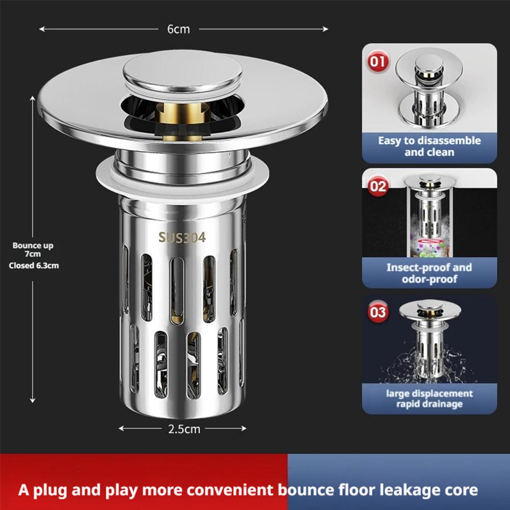 Sink Strainer Universal Basin Pop-Up Drain Filter Hair Catcher Stainless Steel Wash Basin Stopper Kitchen Bathtub Shower Plug