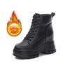 Women Ankle Boots High Platform Cow Leather Boots Ulzzang 9CM Wedge Heels Sneakers Woman Autumn Thick Sole Leather Short Boots