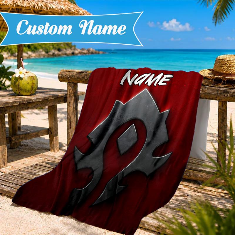 Custom Name Dragon's Fiery Warcraft Beach Towel Microfiber Beach Towel, Lightweight and Quick-Dry, for Summer Travel, Swimming Pool Gift