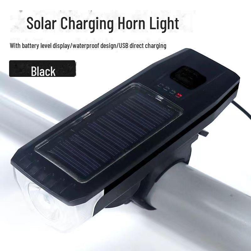 Solar-Powered Bicycle Headlight with USB Charging and Electric Display