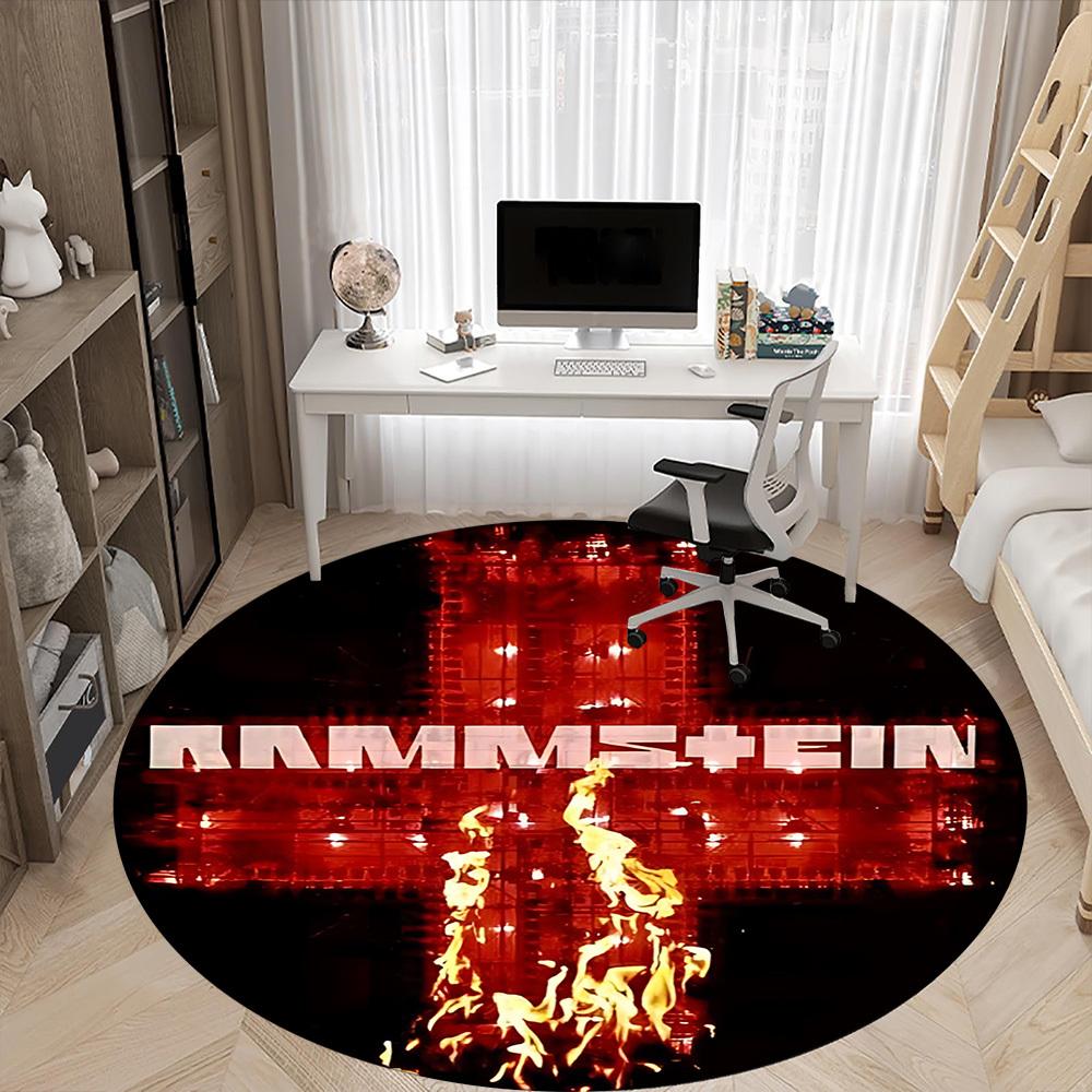 1 шт. Круглый коврик RAMMSTEIN для офиса - Идеально подходит для декора офиса или кабинета, Можно стирать в машине, Нескользящая основа, Декоративный коврик для пола