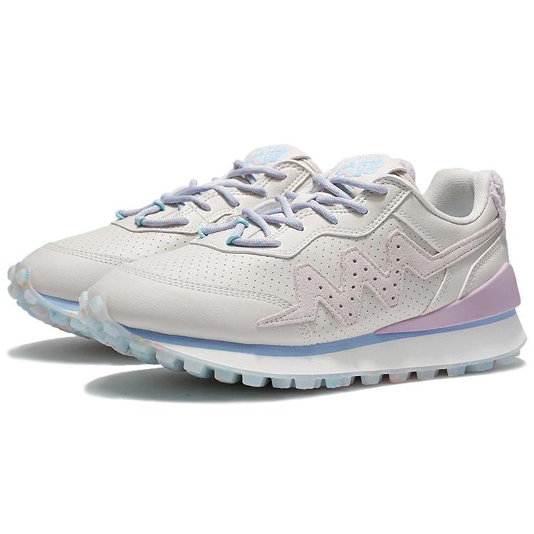 Li Ning Marshmallow Синтетическая кожа Амортизация, Износостойкие Низкие Спортивные Повседневные Кроссовки Женские Бело-серые ABCS002-2