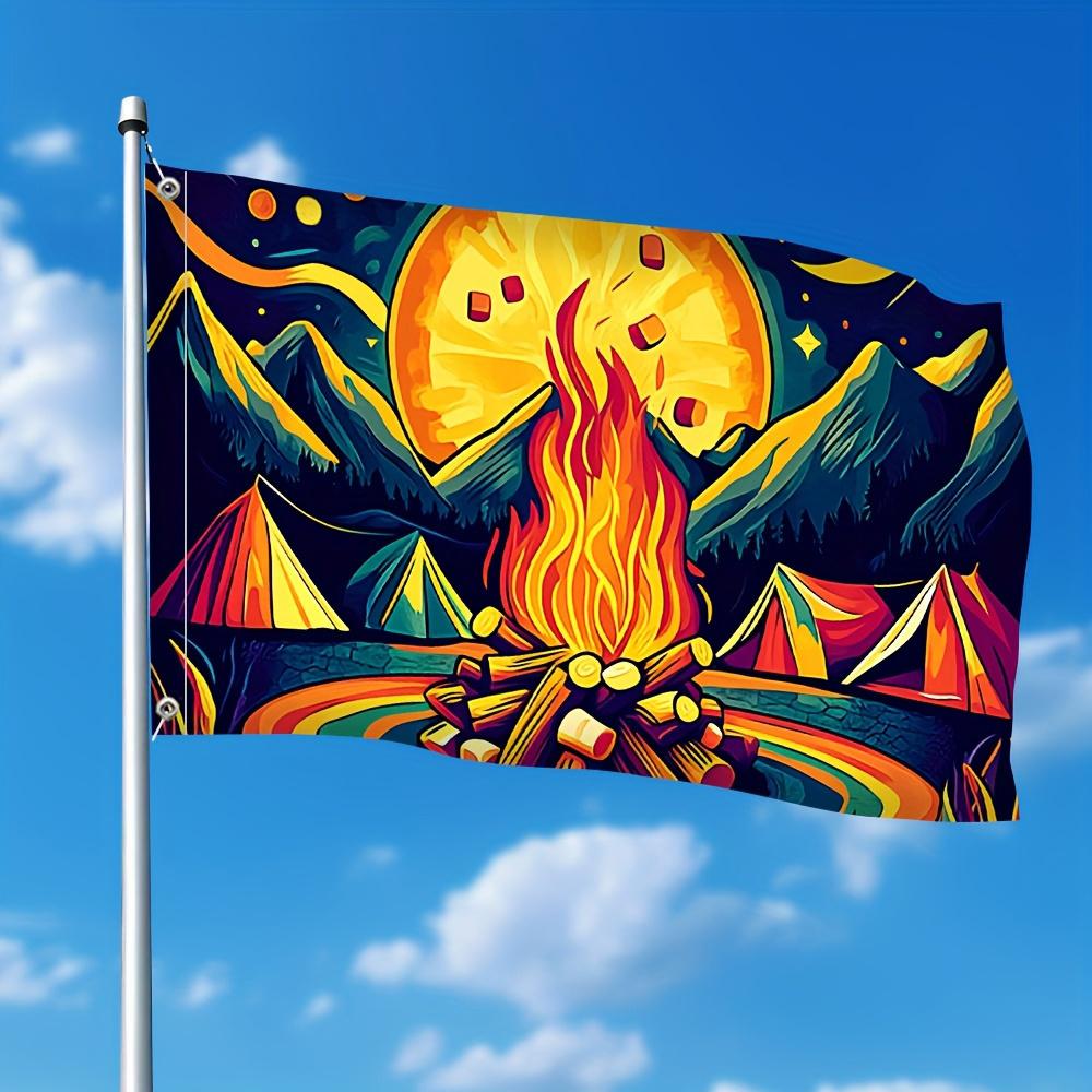 Flag 1pc, Outdoor, Garden, Multi-Size Fun Flags, Suitable for Happy Camping, 100% Polyester Material, No Electricity Needed, Outdoor Use - Bright Mult