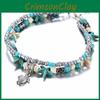 Retro Blue Shell Anklet With Turtle Design For Beach Vacation And Resort
