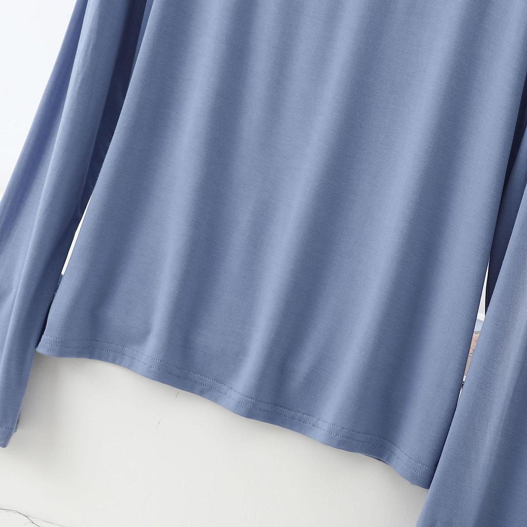 Женский пижамный комплект с высоким воротником и длинным рукавом с защитой плеч - Мягкий, гладкий, больших размеров, летняя одежда для сна