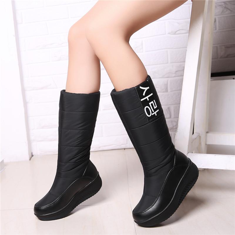 Цветные зимние сапоги женские туфли в стиле Южной Кореи сапоги на платформе танкетке сапоги до середины голени женские плюшевые зимние сапоги