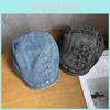 Retro Letter Denim Beret Hat With Wide Brim For Women Streetwear Use Everyday