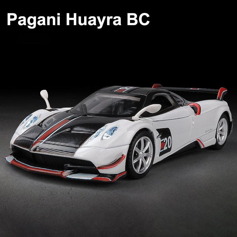 1:32 Pagani Huayra BC Суперкар, игрушечный автомобиль из сплава, металлическая коллекционная модель автомобиля, звук и свет, игрушки с откатным механизмом для детей