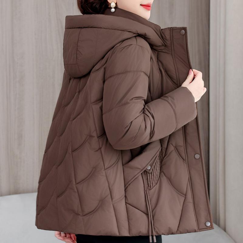 Женское модное пальто больших размеров L-5XL, зимние куртки с капюшоном, свободные, толстые, теплые, парки для женщин среднего возраста